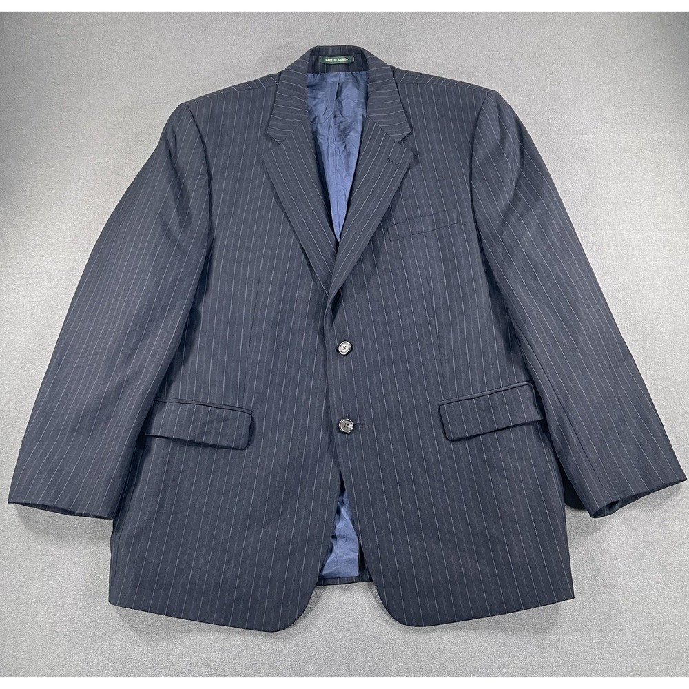 Lauren Ralph Lauren Men's 46R Navy Blue Pinstripe Two Button Blazer Suit Jacket